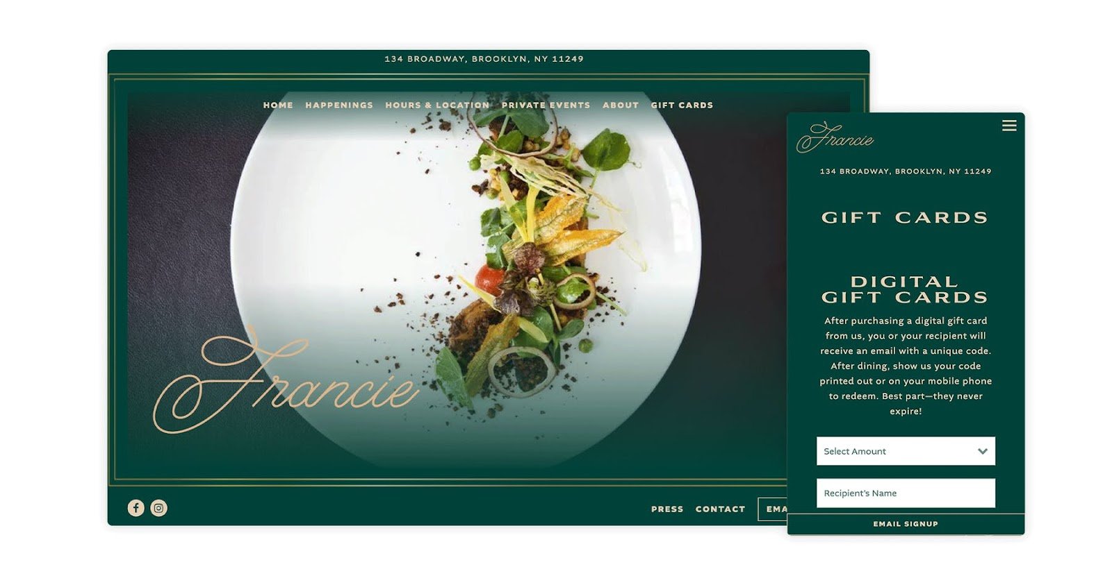 good restaurant website design example 2